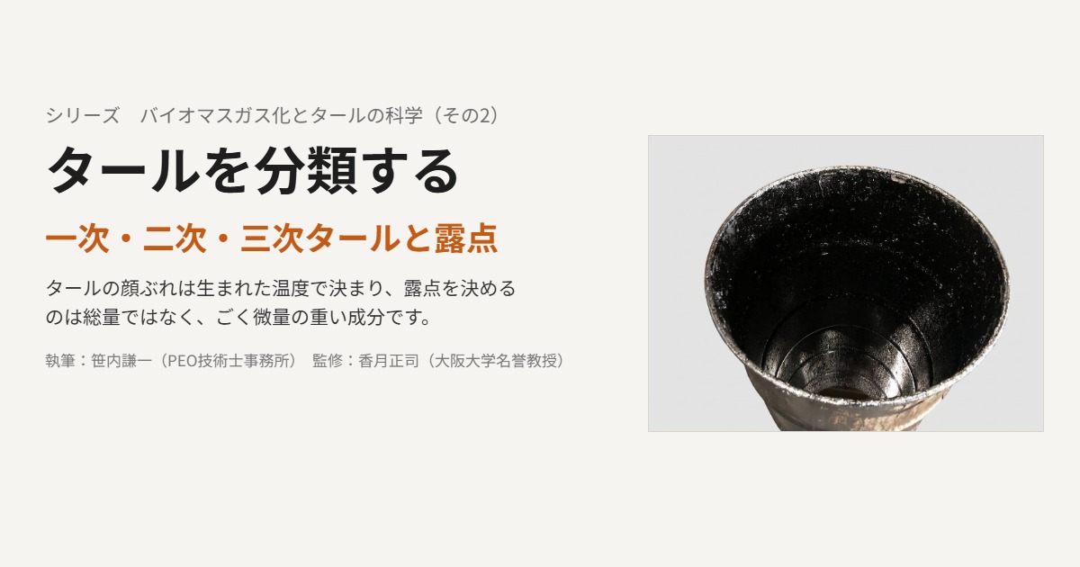 タールを分類する ― 一次・二次・三次タールと露点（バイオマスガス化とタールの科学 その2）